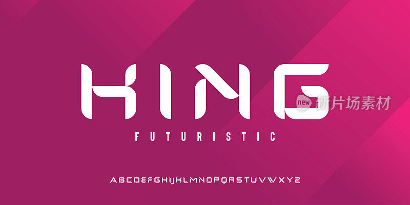 King Minimal科技运动字体。适合您公司的专业字体。基于现代游戏字体的Logo设计。